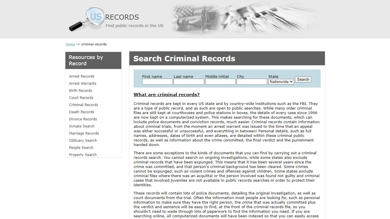 Search Criminal Records | US Records